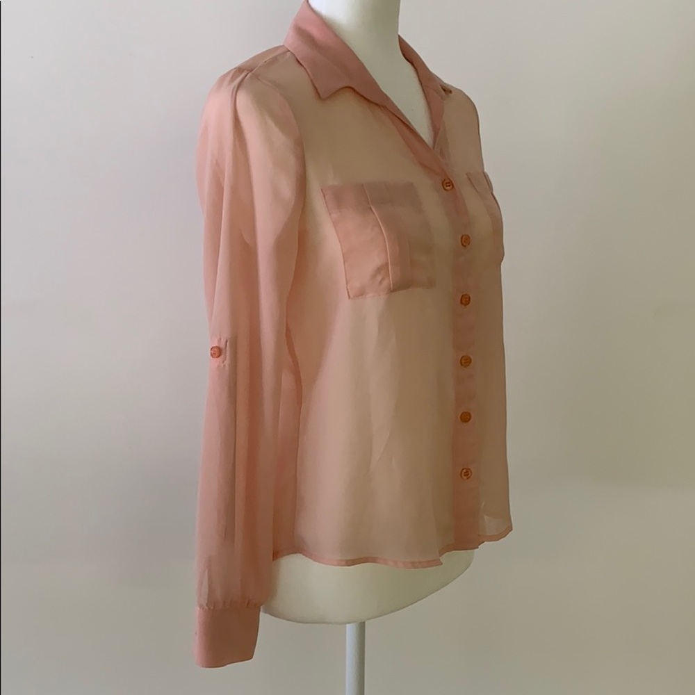 Peach polyester button down - Picture 3 of 7